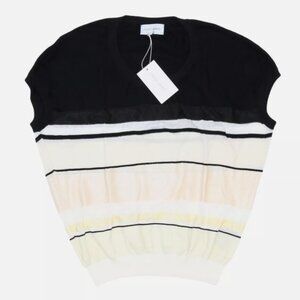 Christian Wijnants KAL Light Stripes Short Sleeve Sweater - L - Retail $625 NWT